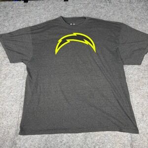 NFL Team Apparel Los Angeles Chargers T-Shirt Mens 2XL Charcoal Grey Neon Logo